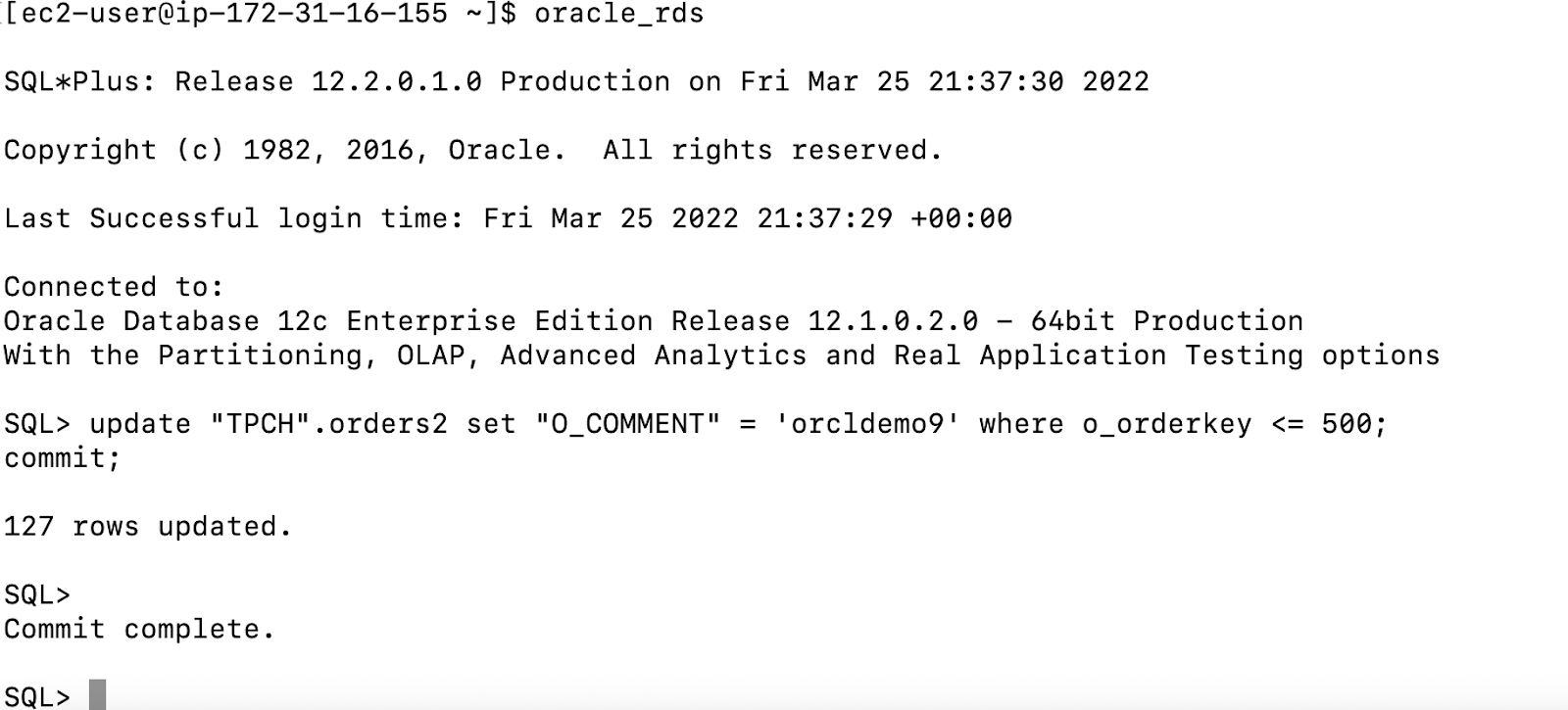Using SQL to make an update to a table in Oracle